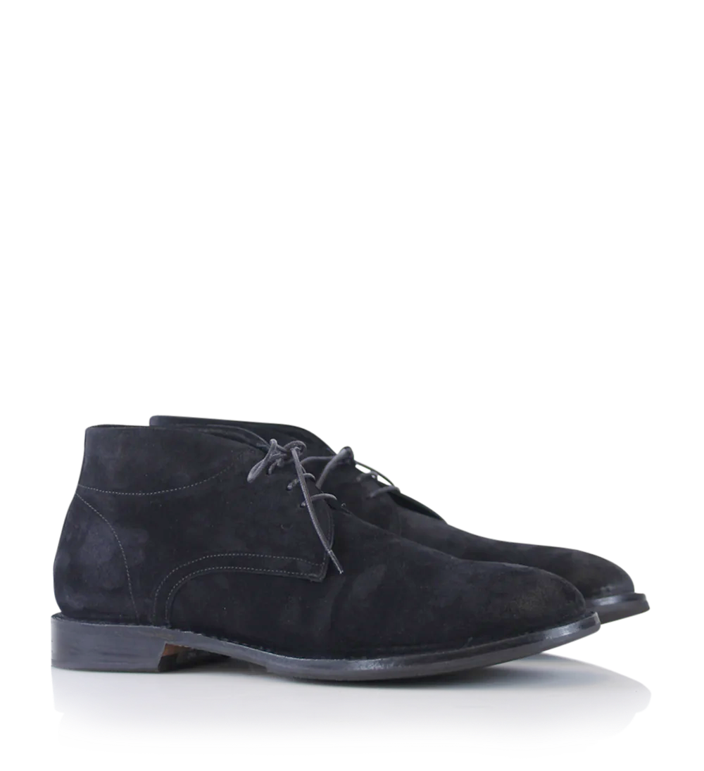 Carlo snøresko, sort ruskind