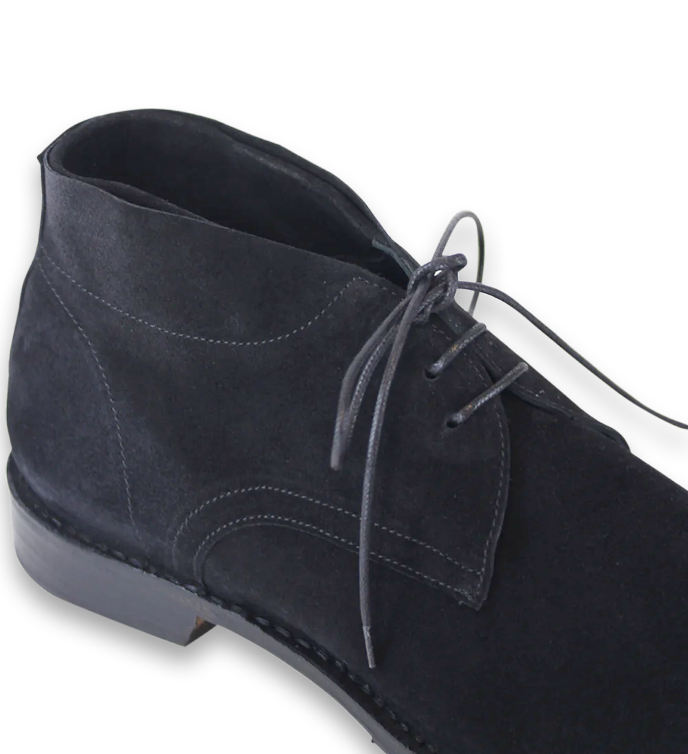 Carlo snøresko, sort ruskind