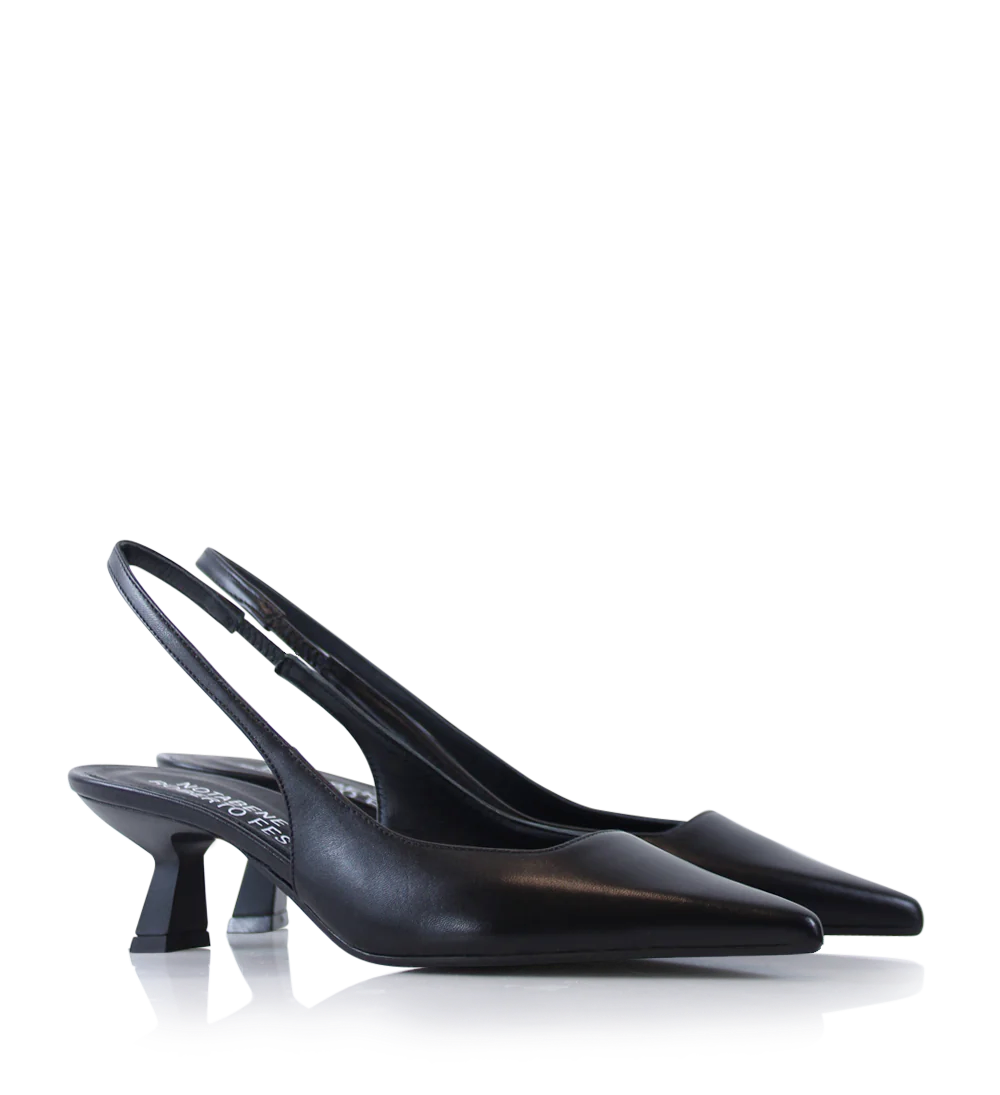 Elisa 50 slingback stiletter, sort læder