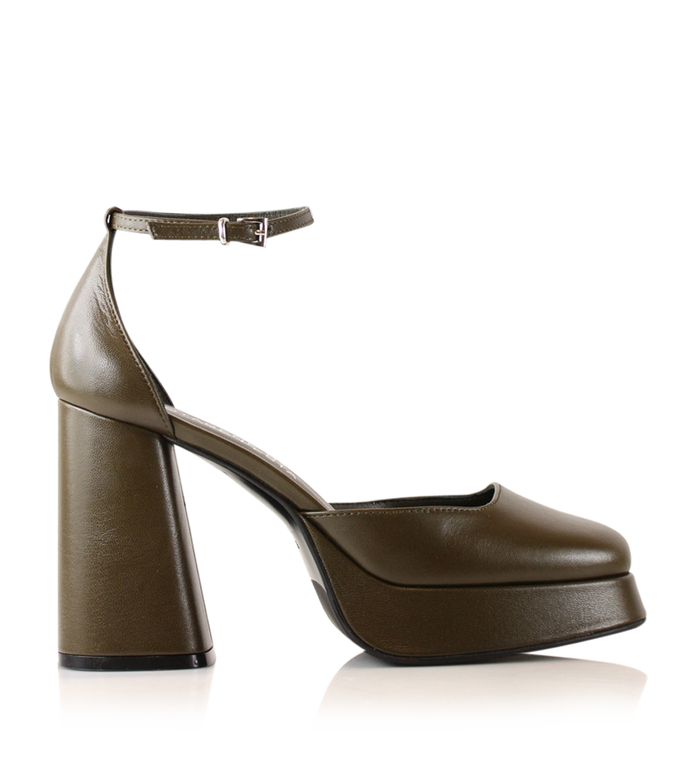 Hedi 100 pumps, olive læder