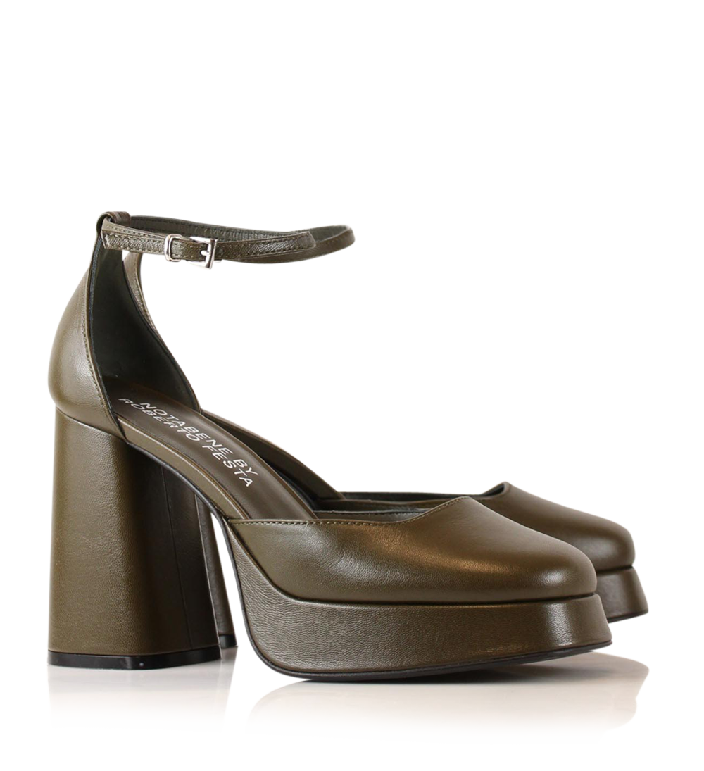 Hedi 100 pumps, olive læder