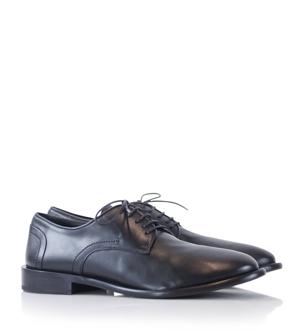 Santino snøresko, sort læder