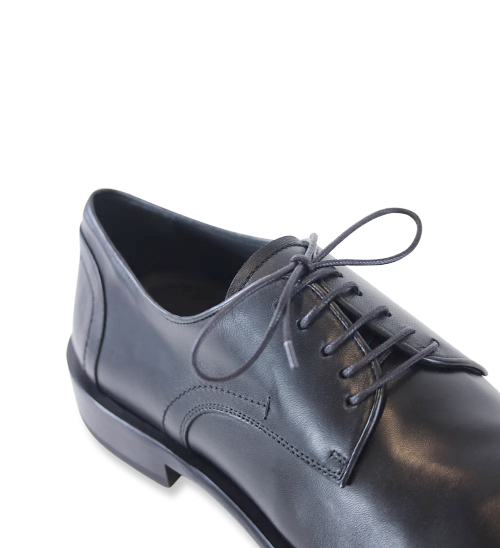 Santino snøresko, sort læder