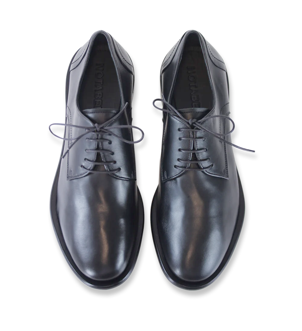 Santino snøresko, sort læder