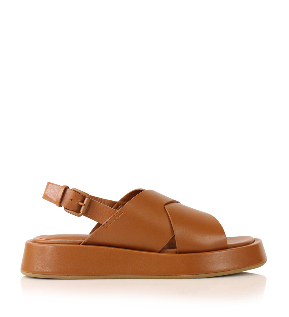 Tine sandaler, tan læder