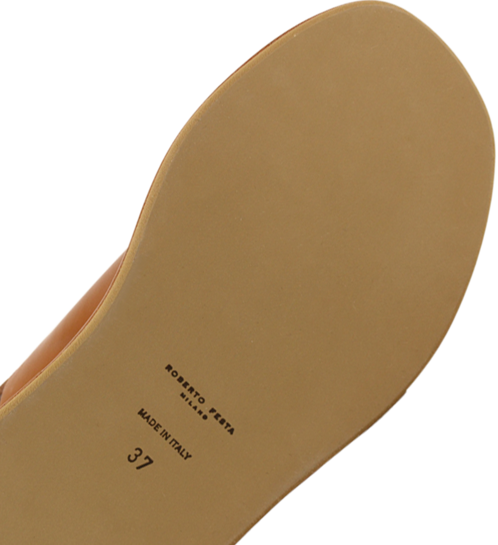 Tine sandaler, tan læder